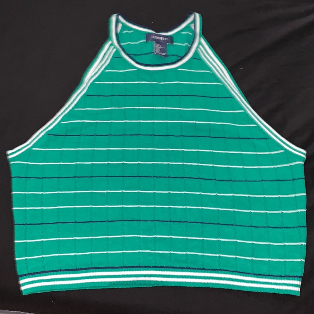 Green and blue crop top